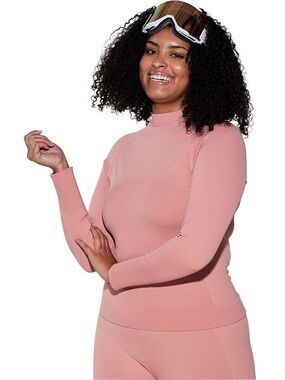 HALFDAYS Johnson Base Layer Top Mock Neck Pink Sz Small